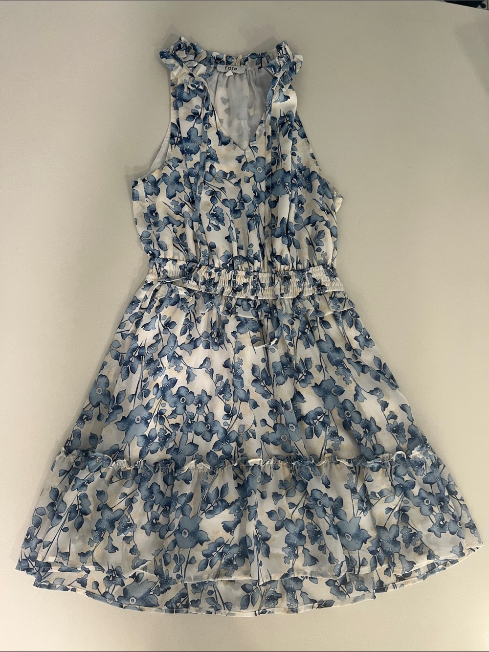 Fate Blue Floral Ruffle-Trim Girls' Dress
